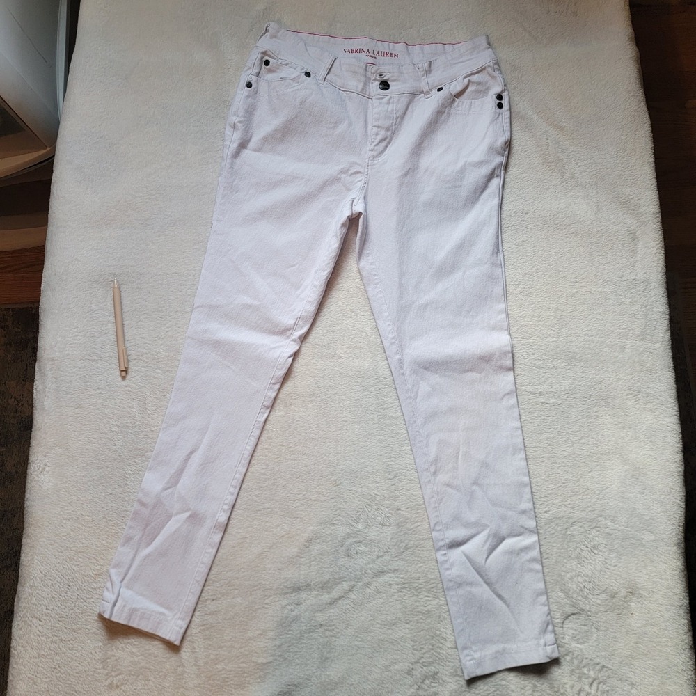 Sabrina Lauren Women's White Ankle Pants Straight Leg Rayon Nylon Spandex
